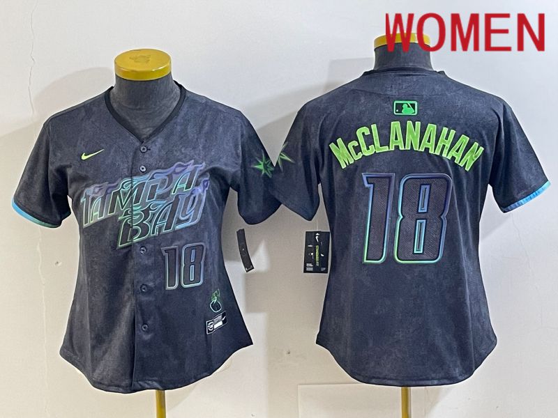 Women Tampa Bay Rays 18 Mcclanahan Black City Edition 2024 Nike MLB Jersey style 2